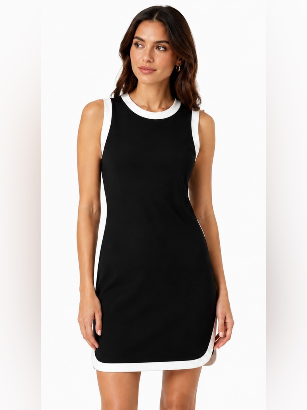 Bar III Black and White Sheath dress Fiji office party cocktail macys zipper